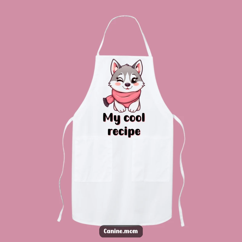 Funny Husky Scarf Wink Apron - Cook with Playful Humor!