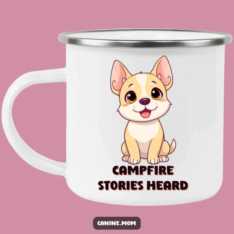 Funny Dog Listening Camping Mug: Alert Sips, Adventure Gift