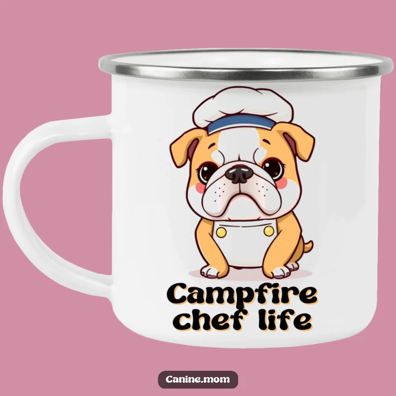 Funny Bulldog Chef Camping Mug - Culinary Adventure Gift