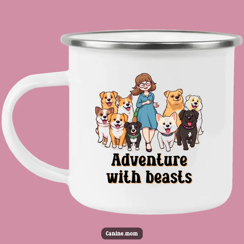 Funny Dog Lady Parade Camping Mug: Durable Happy Dog Walker Cup Gift