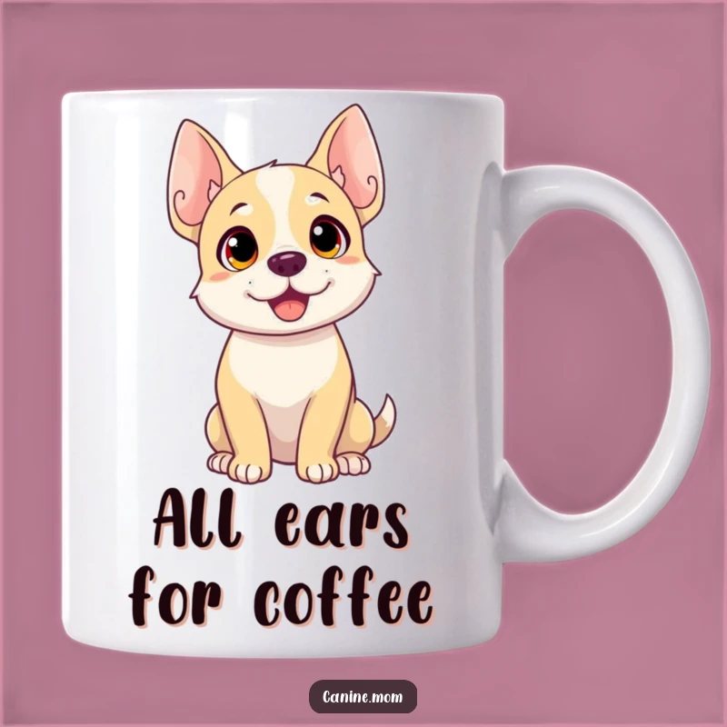Funny Dog Listening Mug: Ears Perked for Fun, Perfect Alert Gift