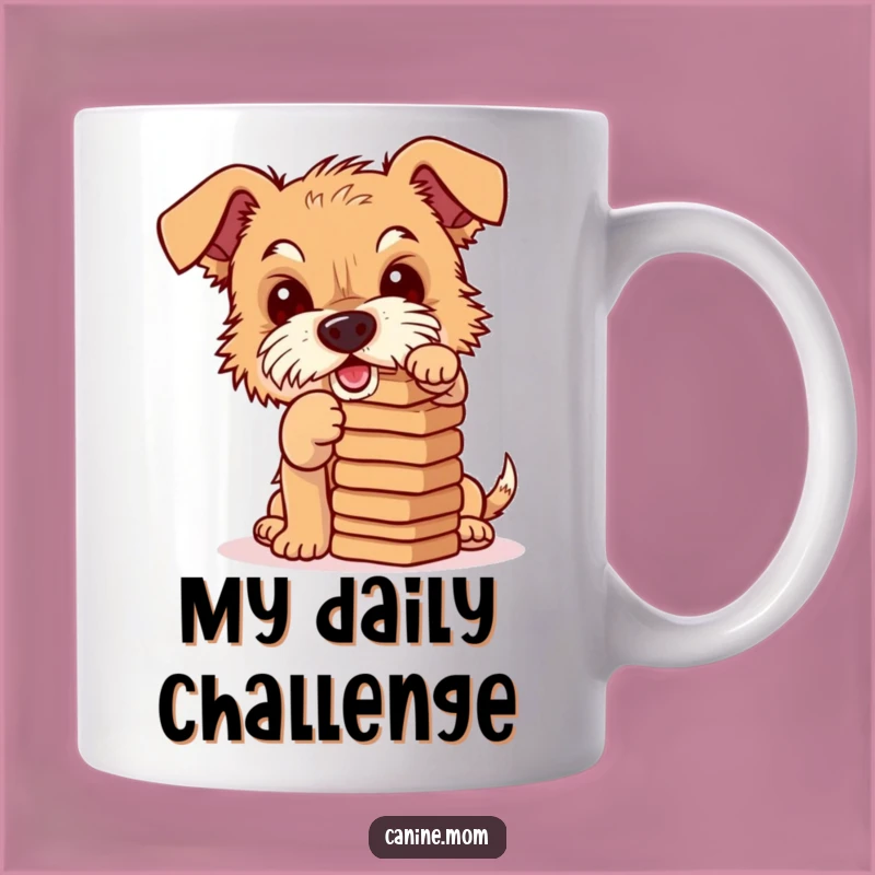 Funny Terrier Biscuit Balance Mug: Mischievous Dog Trick, Hilarious Gift
