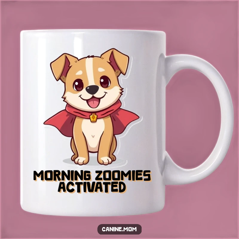 Funny Superhero Dog Mug: Energetic Canine Crusader for a Heroic Coffee Start