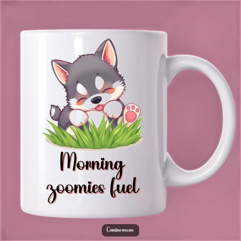 Funny Husky Puppy Grass Mug: Adorable Joy for Your Morning Coffee