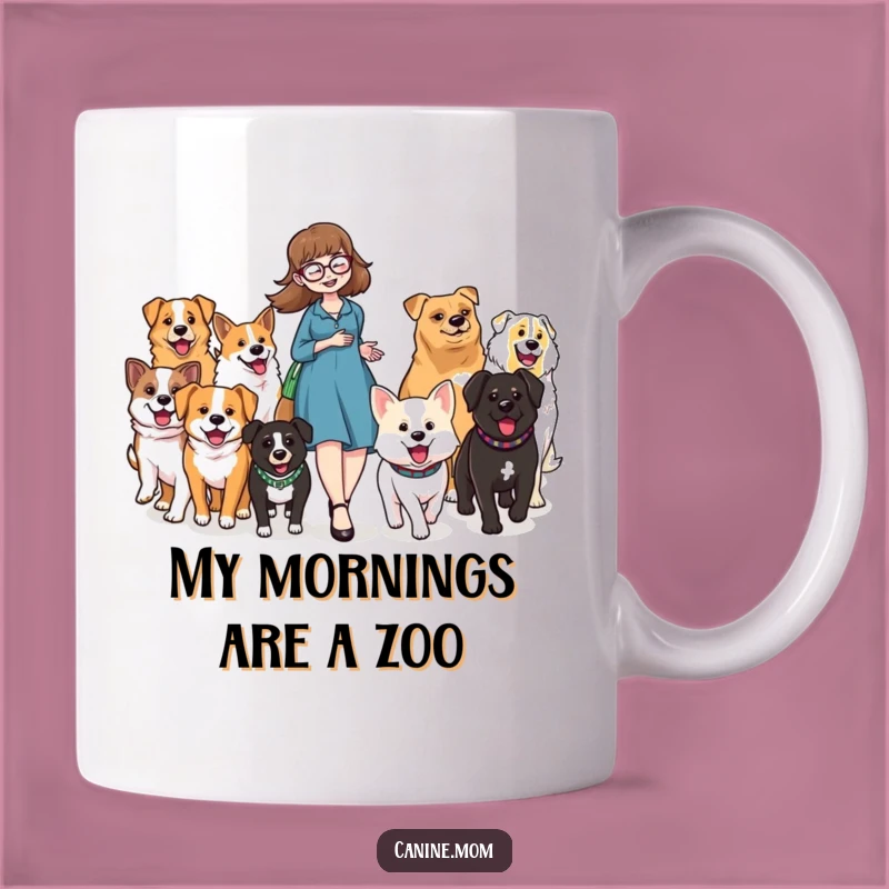 Funny Dog Lady Parade Mug: Joyful Dog Walker with Happy Pack Gift