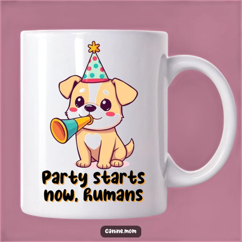 Funny Party Dog Mug - Celebrate with Musical Canine Fun Gift