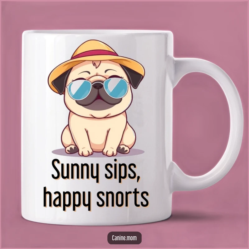 Funny Pug Sun Hat Mug: Adorable Relaxing Pug, Perfect Funny Gift for Summer Lovers