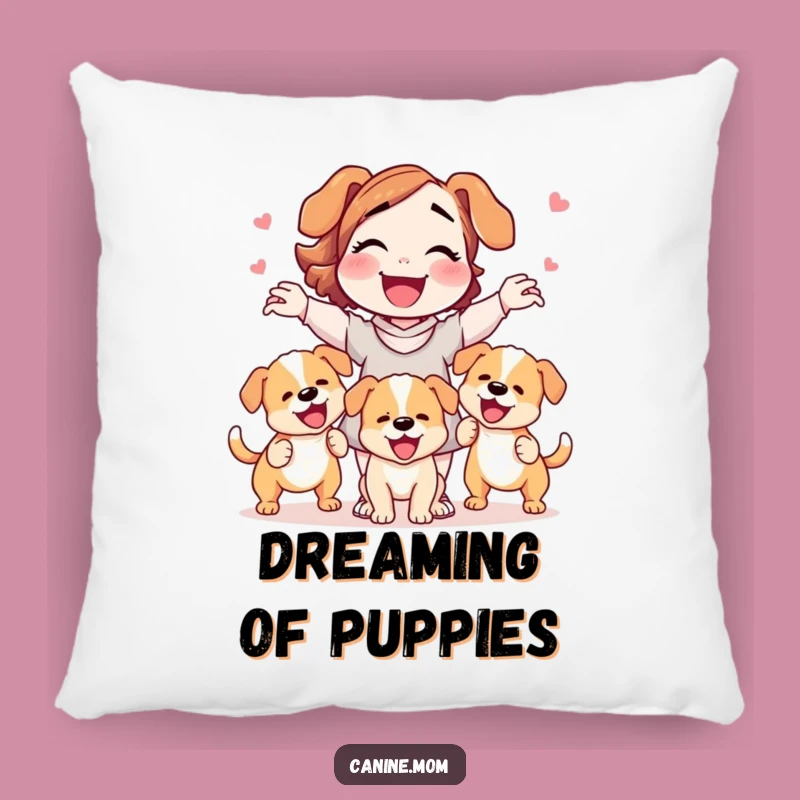Cuddly Funny Dog Lady Juggling Puppies Pillow: Soft & Joyful Comfort - Great Funny Gift!
