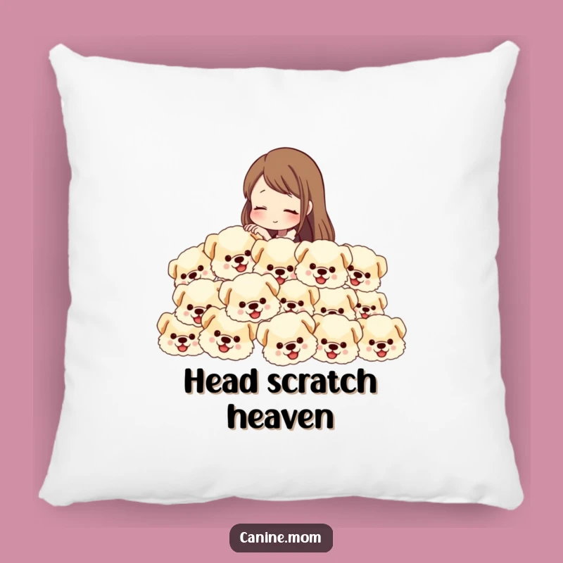 Funny Dog Lover Pillow: Petting Fluffy Dog Heads, Comfy and Hilarious Accent
