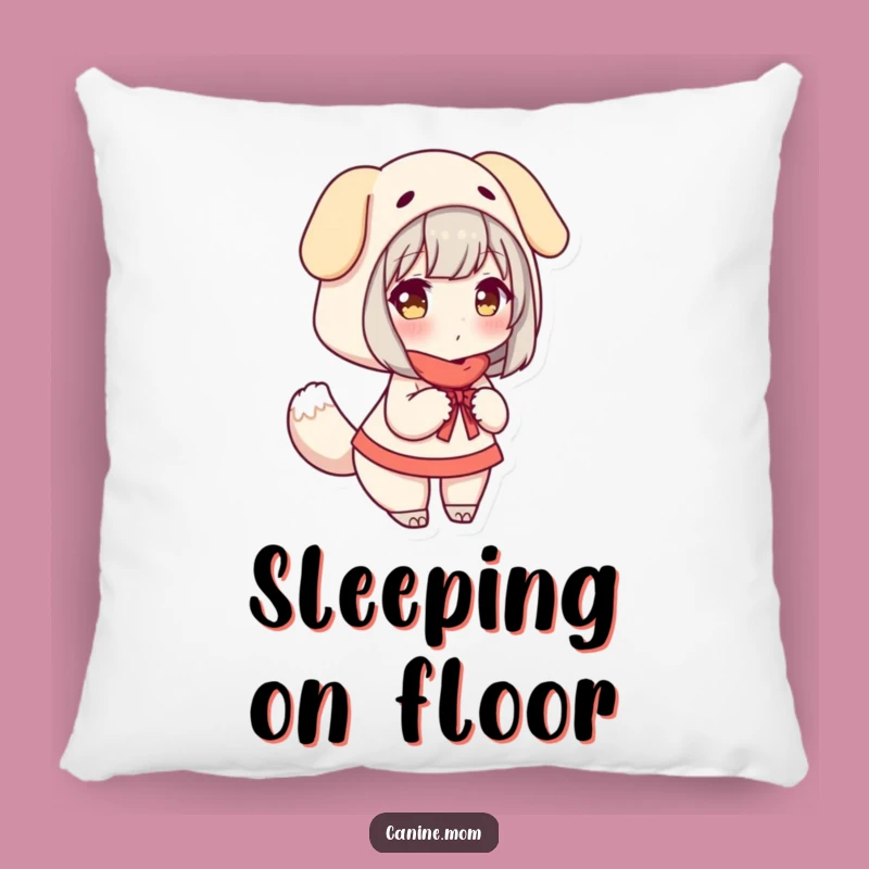 Funny Dog Lover Pillow: Woman in Dog Costume, Wagging Tail