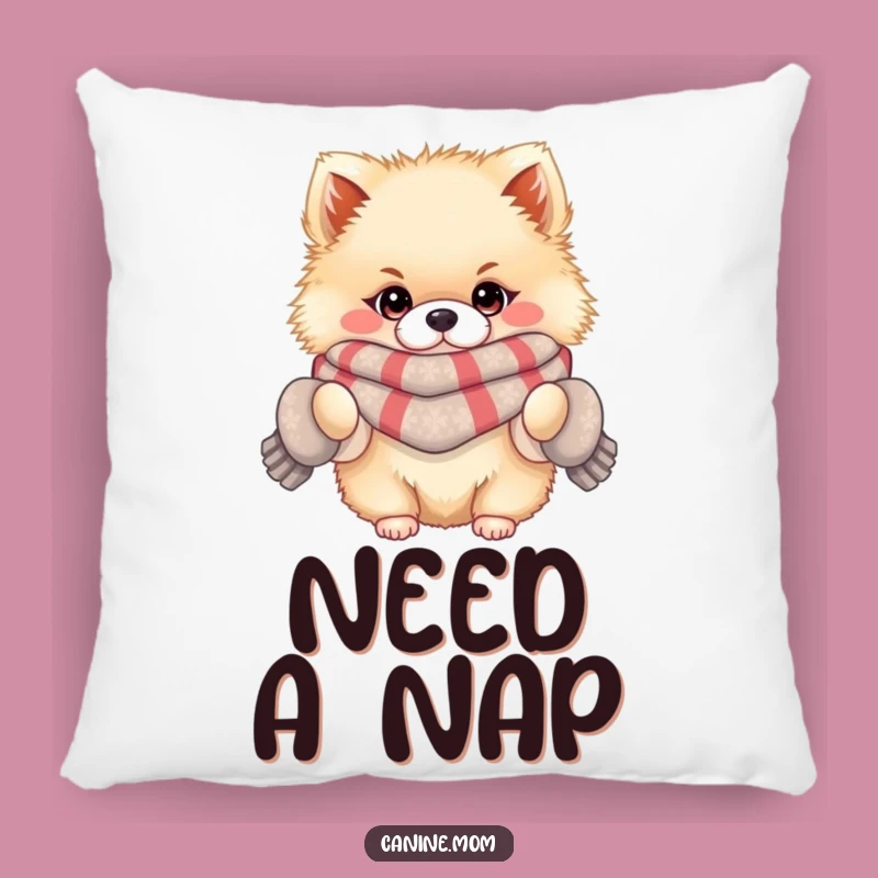 Funny Pomeranian Winter Pillow: Fluffy Cushion, Cozy & Hilarious Accent