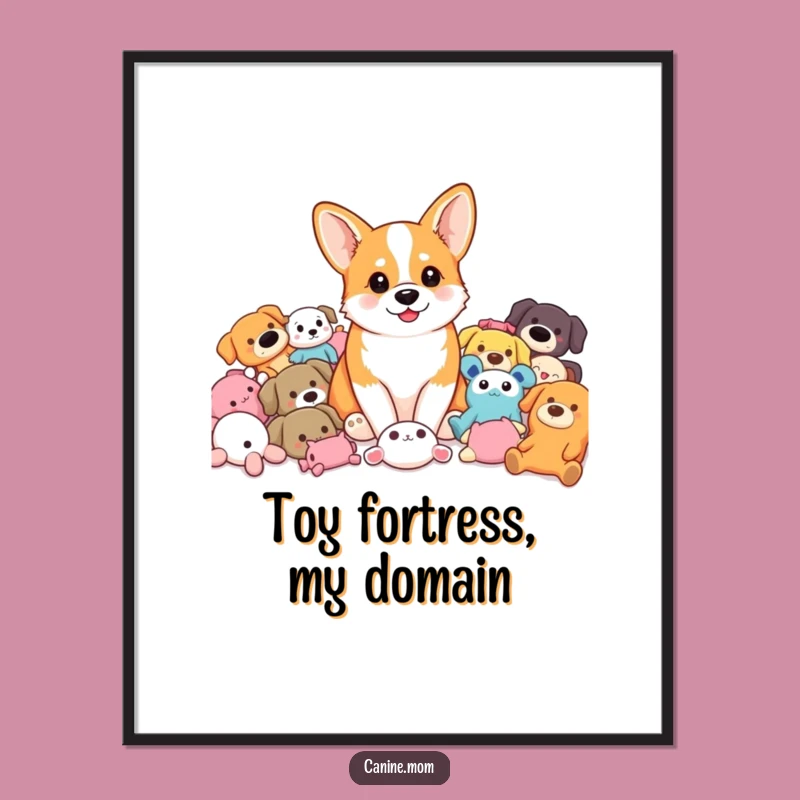 Funny Corgi Toy Pile Digital Art: Playful Pup Decor, Delightful Funny Gift for Art Lovers