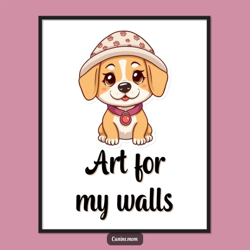 Funny Dog Lady Paw Print Hat Digital Art: Instant Humorous Decor Gift