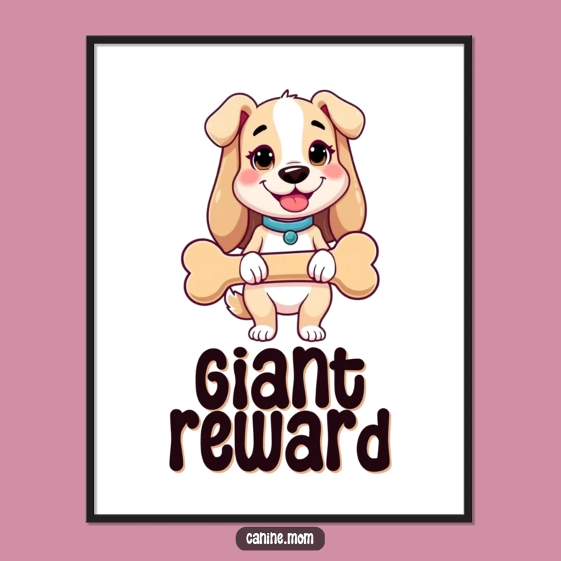 Funny Dog Lady Digital Art Print: Giant Bone Holder, Instant Download Art for Dog Lovers