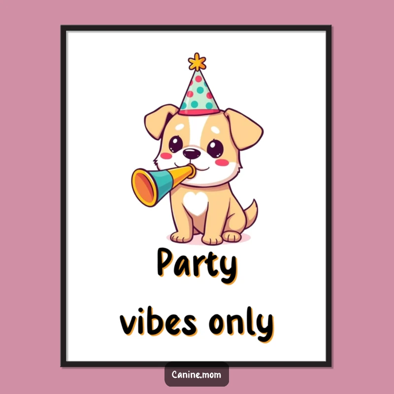 Funny Party Dog Digital Art - Musical Celebration Wall Decor Gift