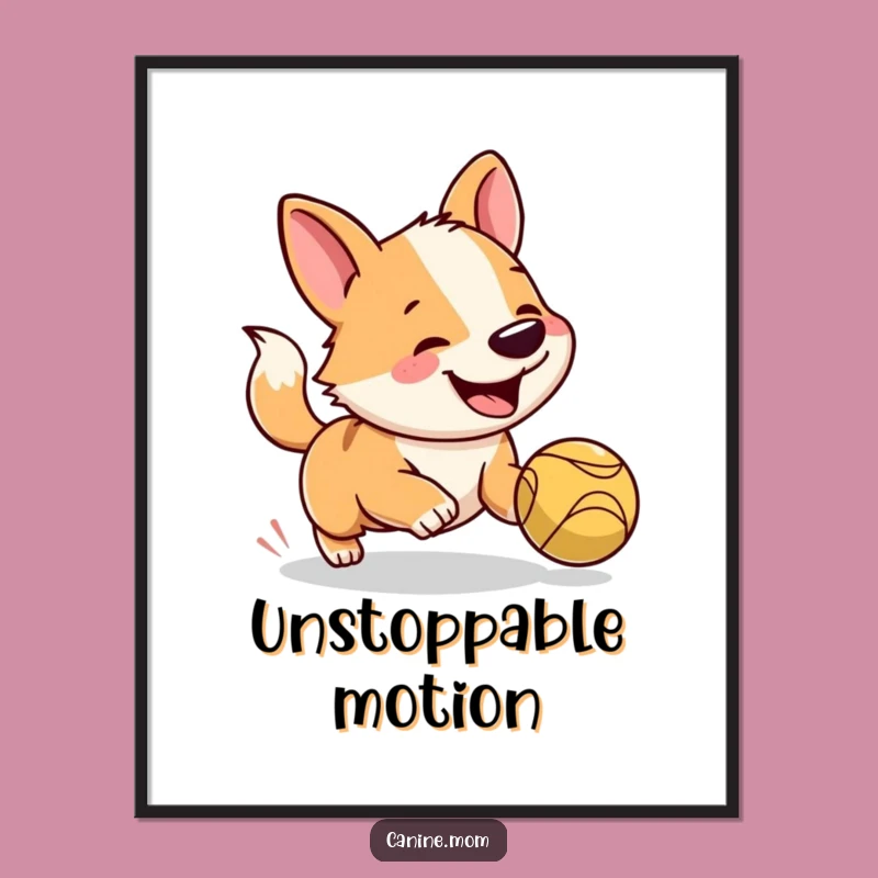 Funny Dog Digital Art: Joyful Chase Scene, Instant Download Gift