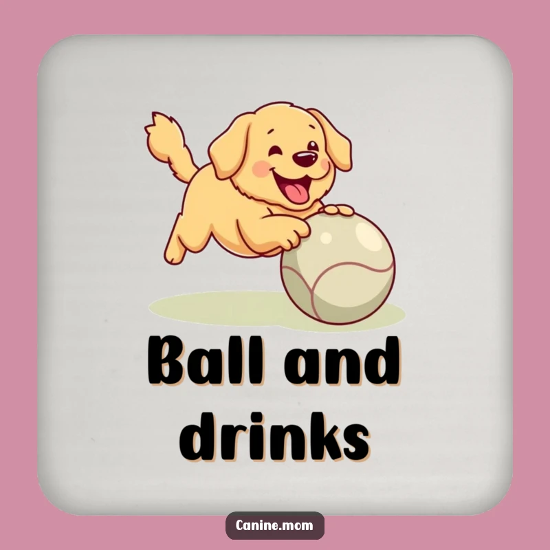 Funny Golden Retriever Coaster Set - Giant Ball Fetching Drink Protector