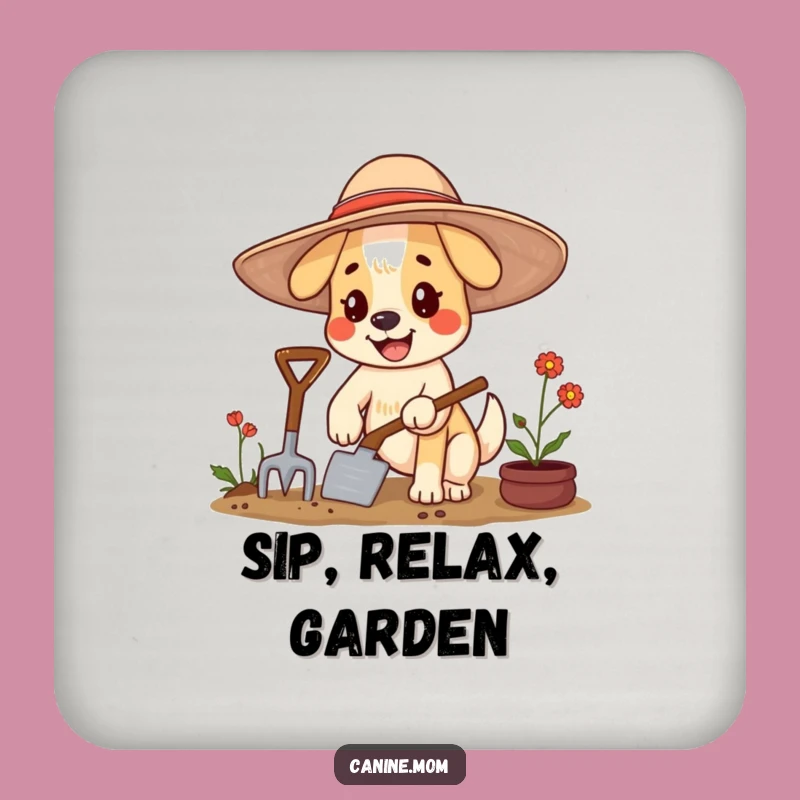 Funny Dog Gardening Drink Coaster: Protect Surfaces with Nature's Charm