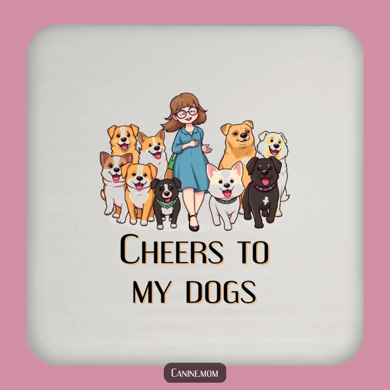 Funny Dog Lady Parade Drink Coaster: Protect Surfaces with Happy Dog Art