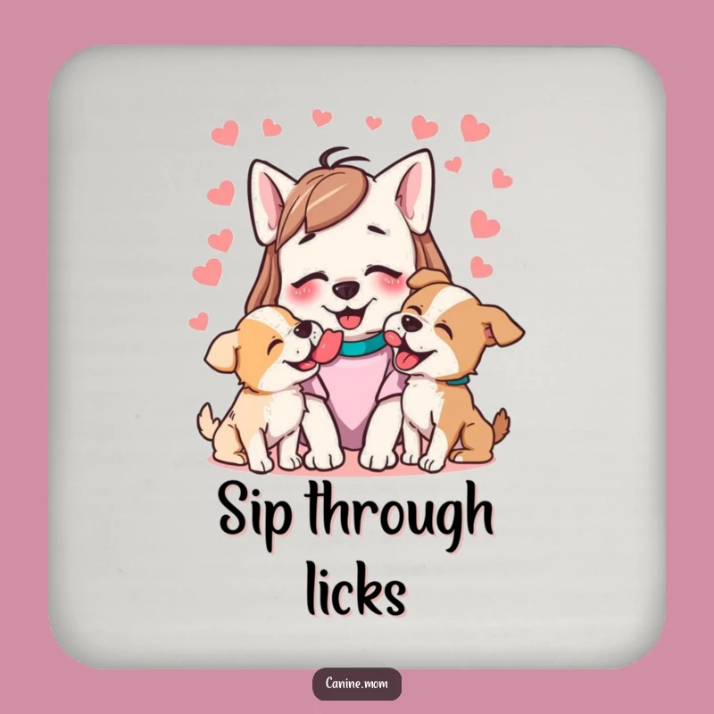 Funny Dog Lick Attack Drink Coasters - Protect Surfaces with Humor