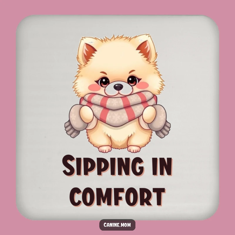Funny Pomeranian Winter Coaster Set: Fluffy Dog Protection, Cute Gift