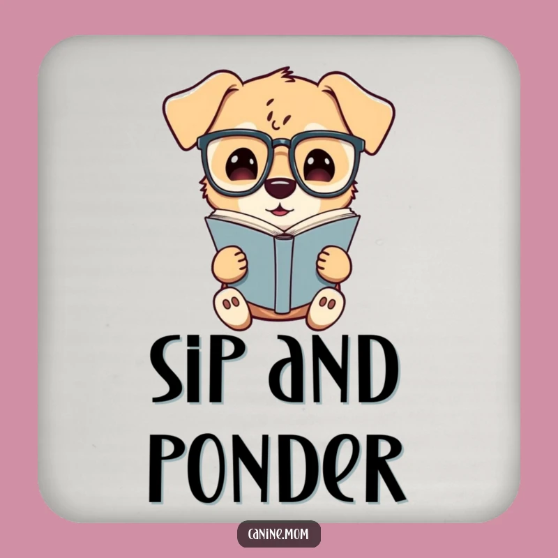 Funny Scholar Dog Drink Coaster: Protect Surfaces with Literary Canine Charm
