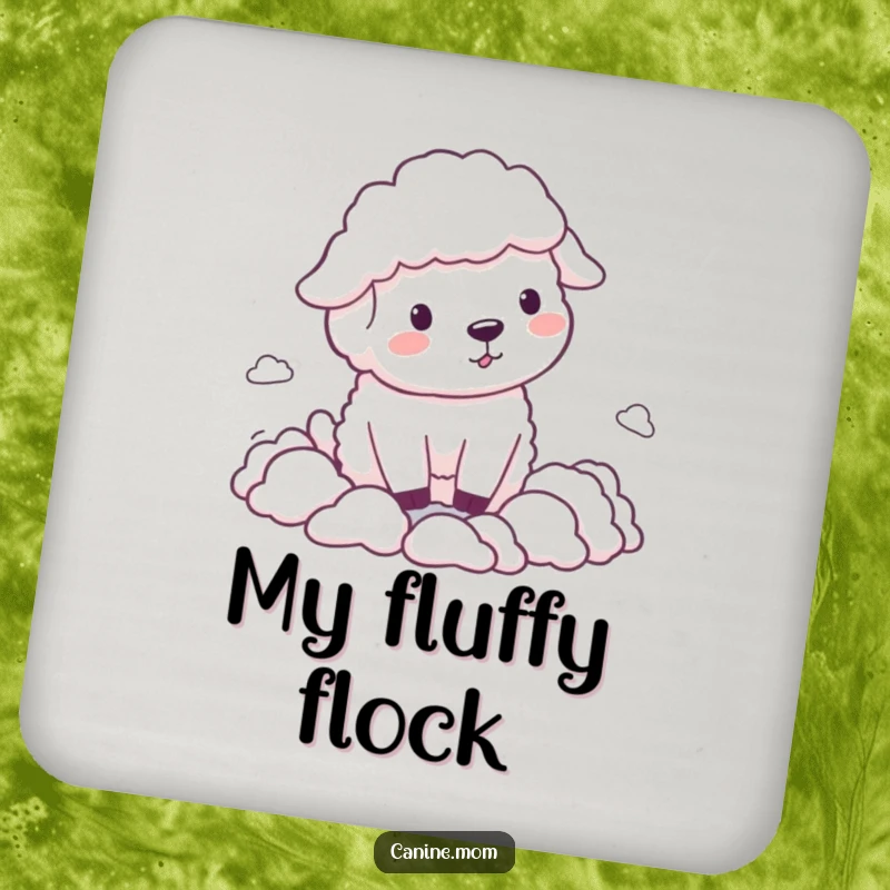 Funny Sheepdog Coasters, comically herding small clouds, protecting surfaces with a playful and humorous touch for any home.