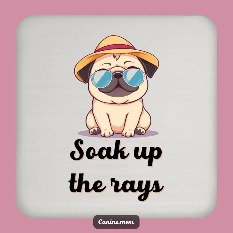 Funny Pug Sun Hat Coasters: Protect Furniture with Sunny Style, Cute Funny Gift Set
