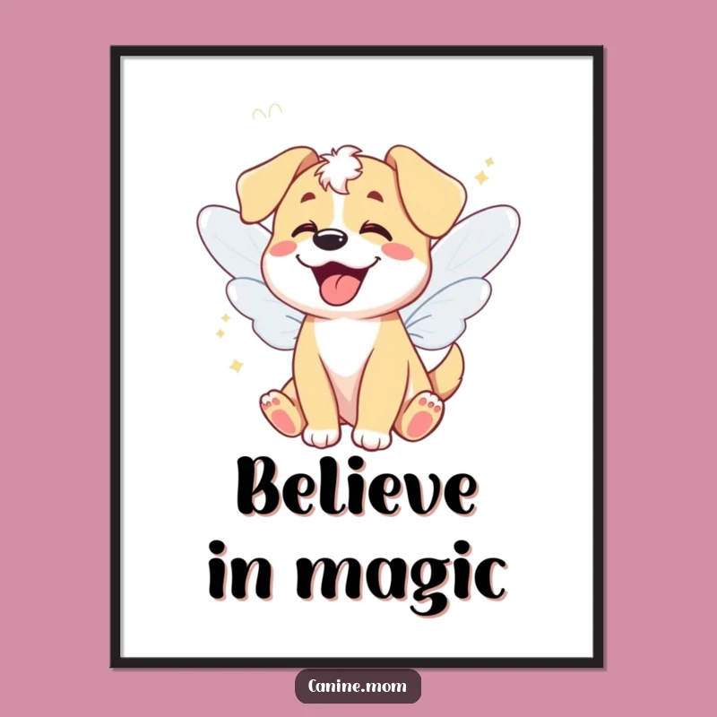 Funny Fairy Dog Poster - Enchanting Giggles Wall Art Gift