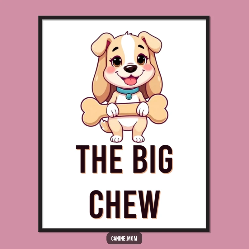 Funny Dog Lady Poster: Giant Bone Holder, Charming Wall Art for Dog Lovers