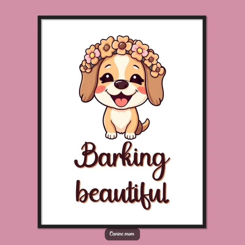 Funny Dog Lady Poster: Joyful Biscuit Crown, Charming Wall Art for Dog Lovers
