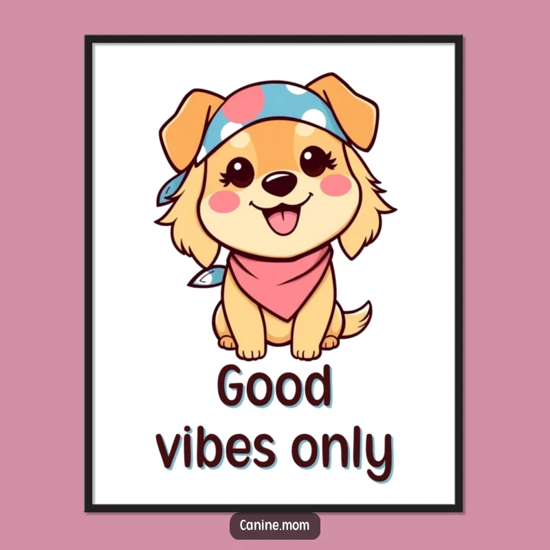 Funny Dog Lady Poster: Kawaii Bandana Smile Decor, Perfect Gift Art