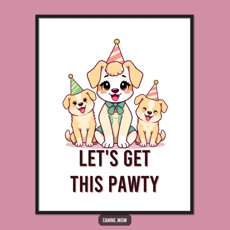 Funny Kawaii Dog Lady Poster: Festive Pups Art - Quirky Funny Gift!