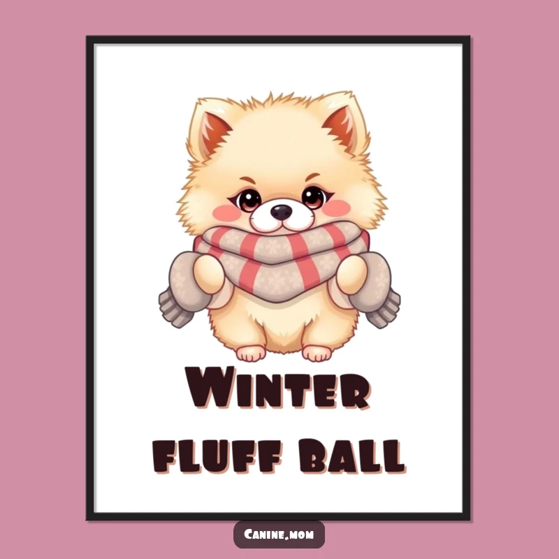 Funny Pomeranian Winter Poster: Fluffy Dog Decor, Cute & Hilarious Art