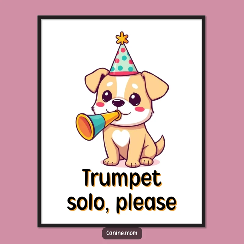 Funny Party Dog Poster - Musical Celebration Art for Your Walls Gift