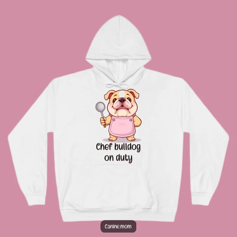 Funny Bulldog Chef Hoodie - Apron Soup Ladle, Cozy Cooking Gift