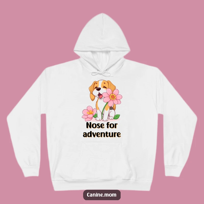 Funny Beagle Sniffing Flower Hoodie: Cozy Outdoor Adventure Gift!