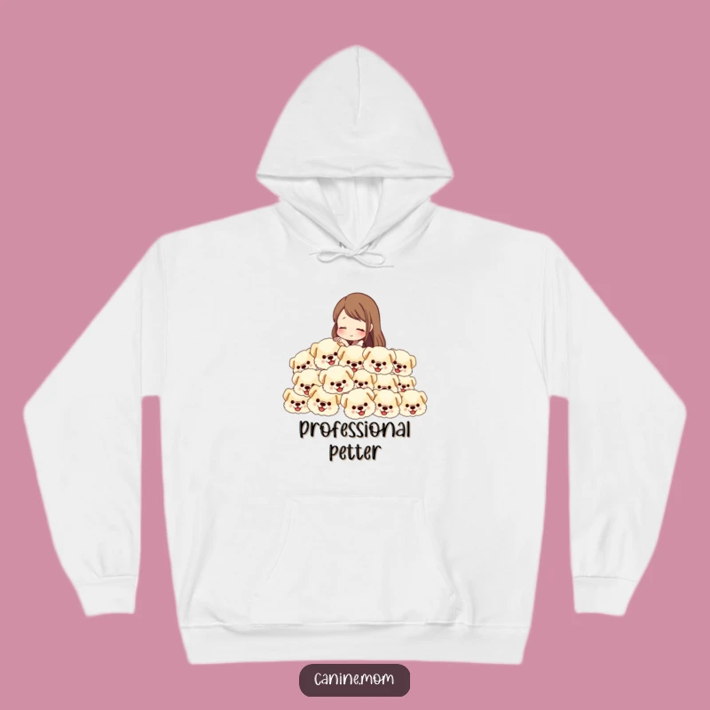 Funny Dog Lover Hoodie: Petting Fluffy Dog Heads, Cozy and Hilarious Wear for Enthusiasts
