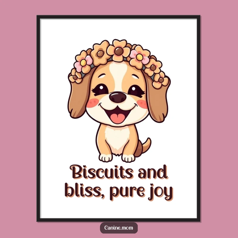 Free Printable Wall Art: Dog Biscuit Crown Dog Lady, Whimsical Dog Decor Download