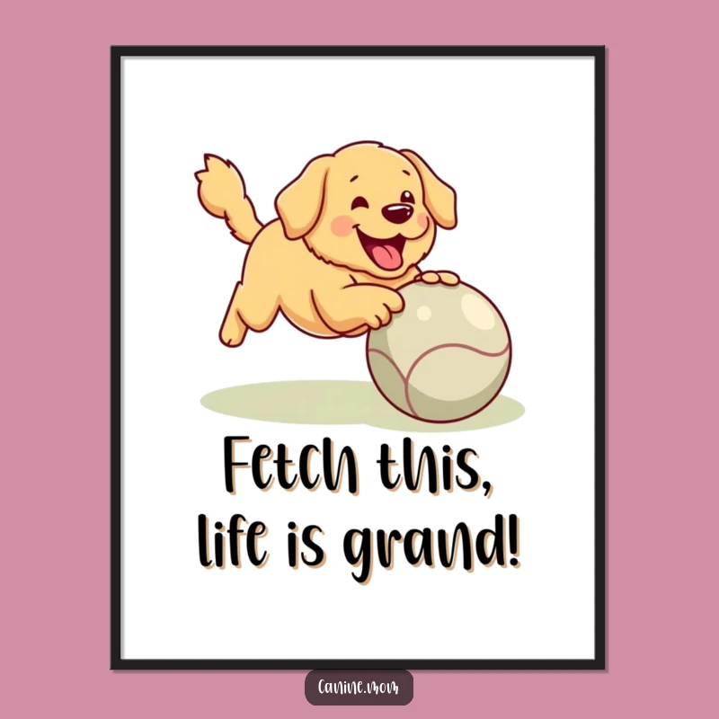 Free Printable Golden Retriever Wall Art: Funny Fetching Dog Downloadable Art, DIY Gift