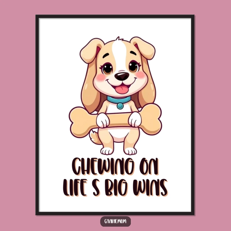 Free Printable Wall Art: Dog Lady Giant Bone, Humorous Dog Decor Download