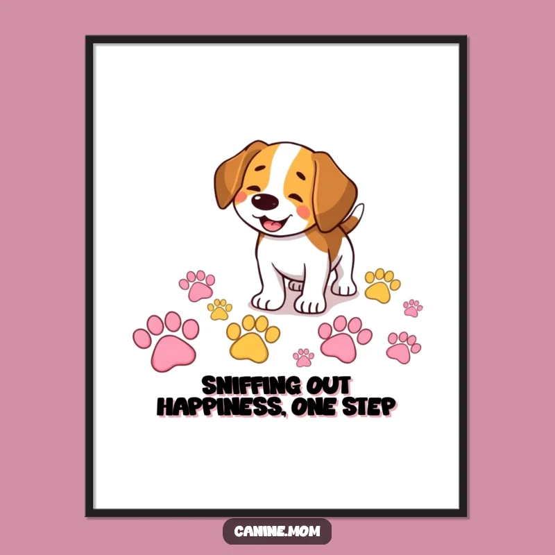Free Printable Wall Art: Funny Beagle Following Trail, Quirky Downloadable Decor