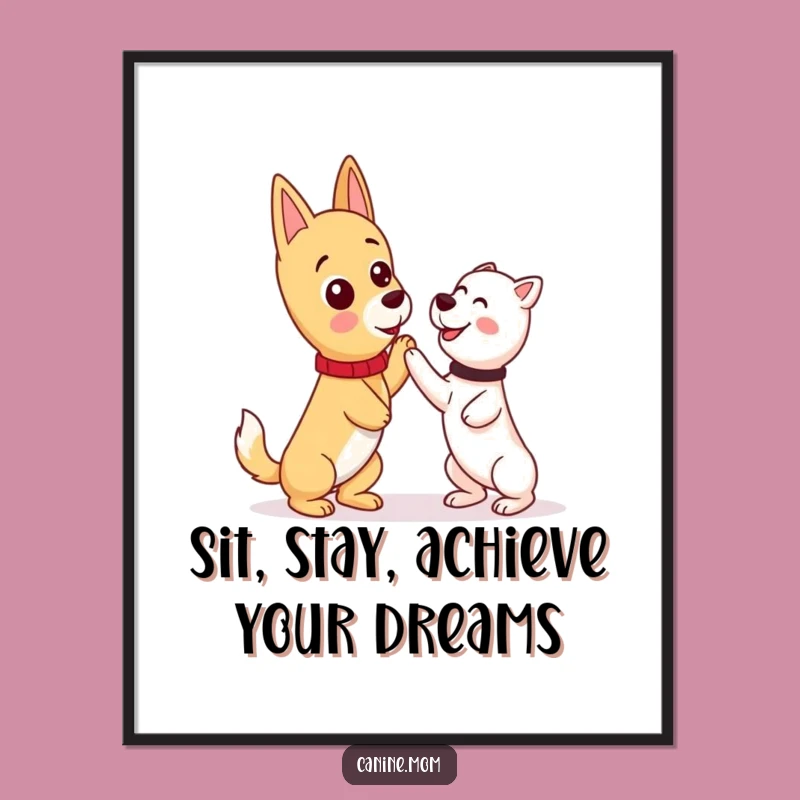 Free Printable Wall Art: Funny Dog Lady Teaching Trick Downloadable Decor