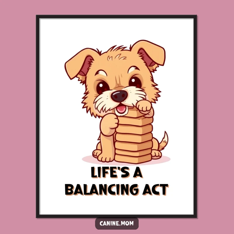Funny Free Printable Wall Art: Balancing Terrier - Hilarious Downloadable Dog Art!
