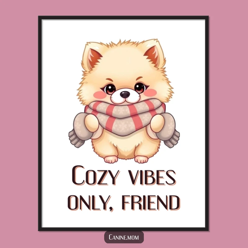 Funny Free Printable Wall Art: Cozy Pomeranian - Hilarious Downloadable Dog Art!