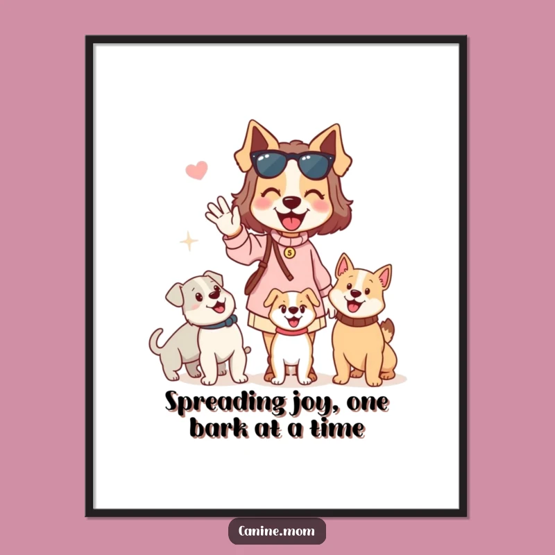 Free Printable Wall Art: Dog Lady Waving, Humorous Dog Lover Downloadable Decor