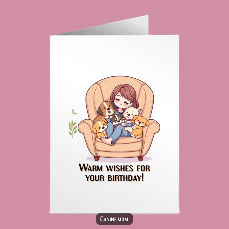 Free Printable Birthday Card: Cozy Dog Cuddles, Heartwarming Downloadable Humor