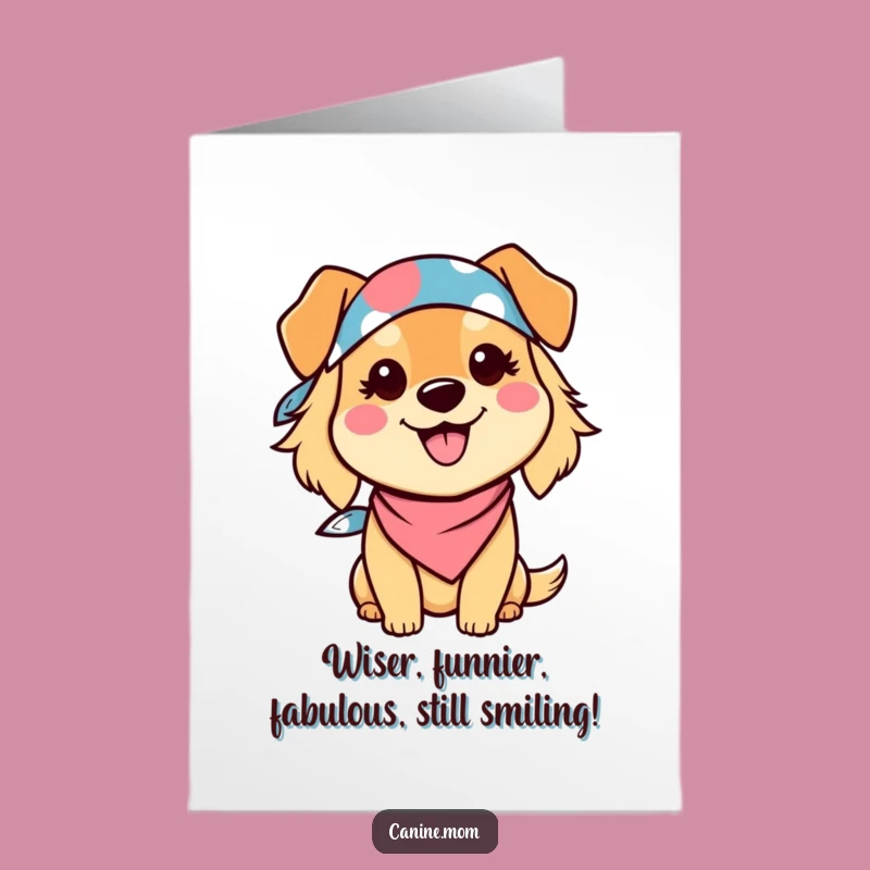 Free Printable Birthday Card: Kawaii Dog Lady Smile, Fun Downloadable Gift