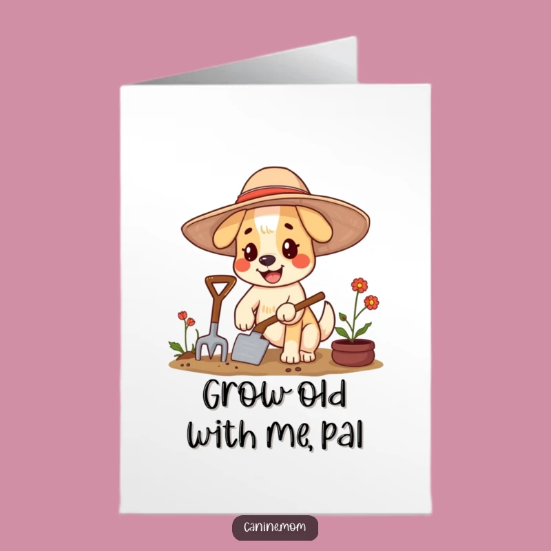 Free Printable Dog Birthday Card: Funny Gardener Dog Gift Downloadable