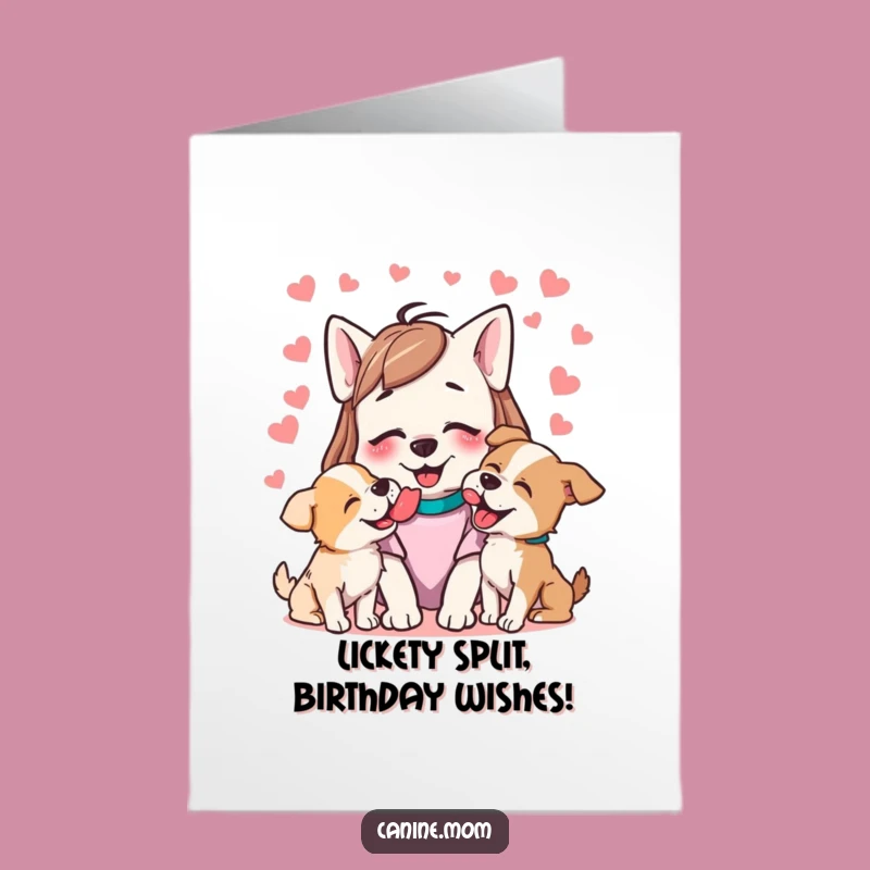 Free Printable Dog Lick Birthday Card: Funny Dog Lady Design for a Joyful Downloadable